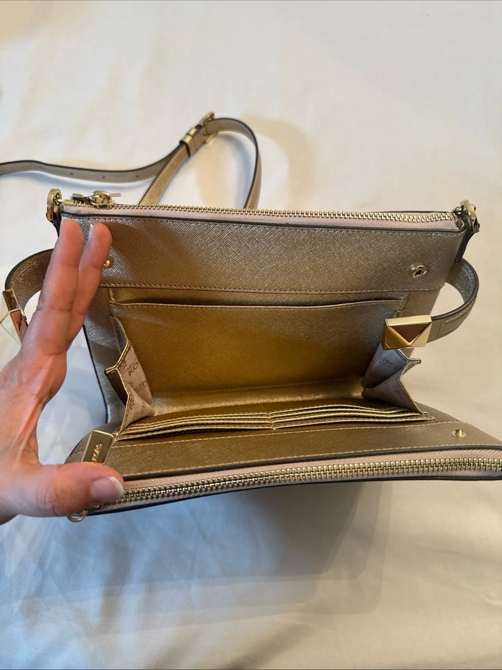 Michael Kors Metallic Gold Crossbody with Chain Strap